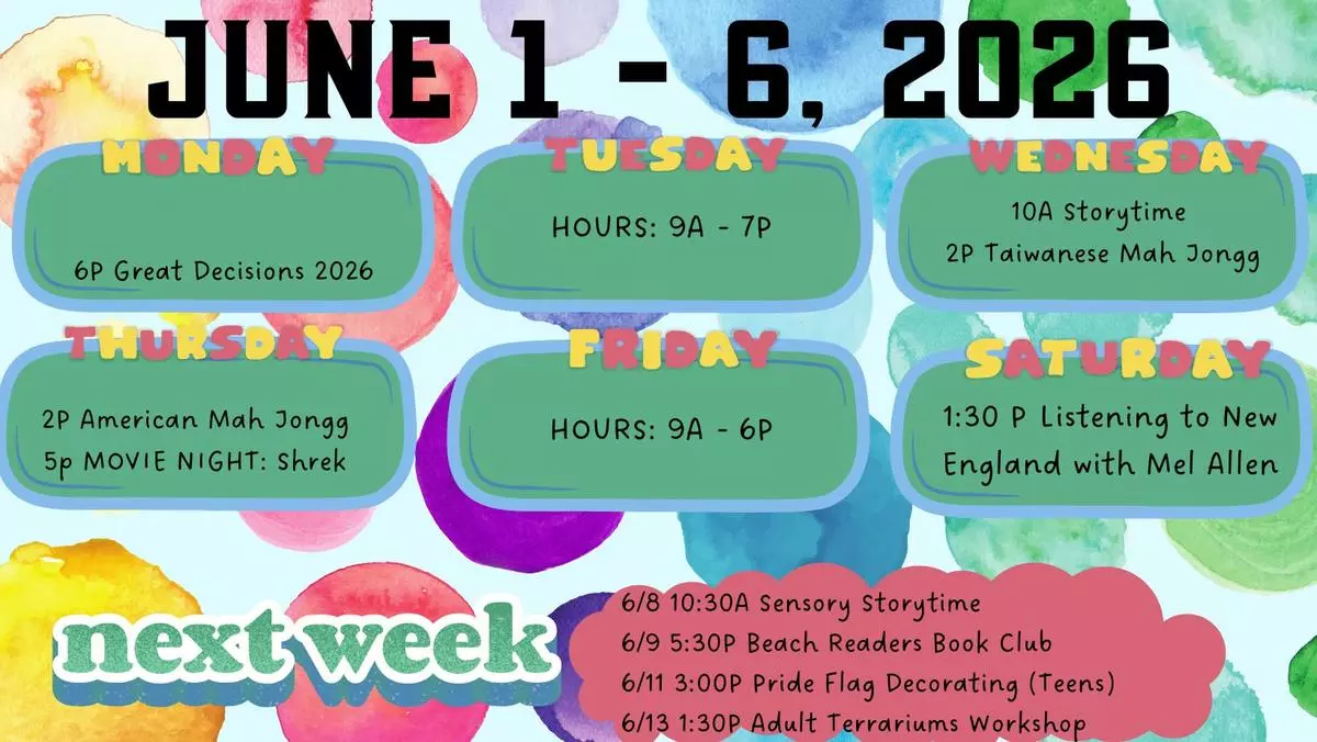 This Week's Events June 1 at Abbott Library